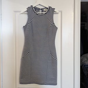 Women's Navy-Striped Fitted Dress